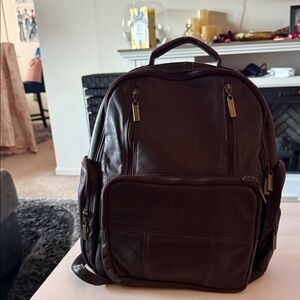 Brown Genuine Leather Unisex Backpack